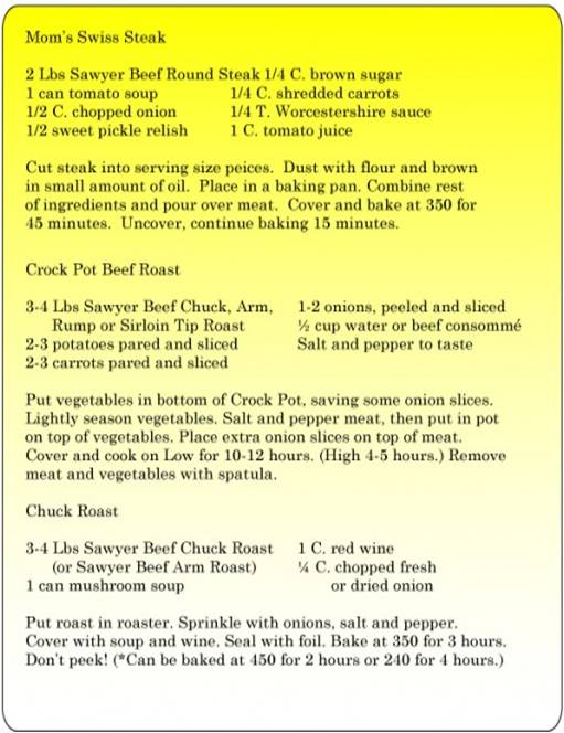 Recipes | Sawyer Beef Farm, Princeton, Iowa